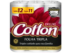 Papel Higiênico Cotton Deluxe Folha Tripla 20m x 10cm com 12 Roles