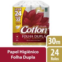 Papel Higienico Cotton Folha Dupla 30m 24 Unidades