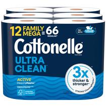 Papel higiênico Cottonelle Ultra Clean 1-Ply 12 Family Mega Rolls