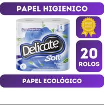 Papel Higiênico Delicate Soft Rolos com 30m Picotado e Gorfado - Kit com 20 Rolos