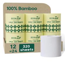 Papel higiênico ECOLipak de bambu 3 folhas, 12 rolos duplos
