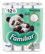 Papel Higiênico Familiar 30m Com 12 Unidades Folhas Simples