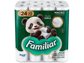 Papel Higiênico Familiar Folha Dupla 30m 24 Rolos