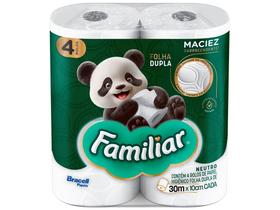 Papel Higiênico Familiar Folha Dupla 30m 4 Rolos