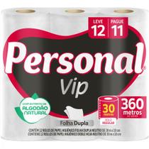 Papel Higiênico Folha Dupla 30m 12 Rolos Personal VIP Neutro Macio Papel Higiênico Folha Dupla 30m 12 Rolos Personal VIP Neutro Macio