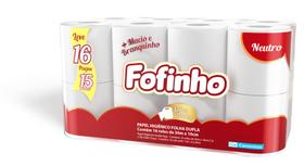 Papel Higiênico Folha Dupla 30m com 16 Rolos Fofinho