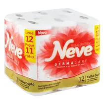 Papel Higiênico Folha Dupla com 12 Rolos Leve 12 Pague 11 Neve 30m
