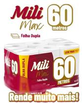 Papel Higiênico Folha Dupla Mili 12 Rolos com 60 Metros Max Neutro / Super Macio - Pacote com 720 Metros