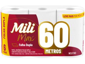Papel Higiênico Folha Dupla Mili Max - 6 Rolos 60m