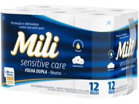 Papel Higiênico Folha Dupla Mili Sensitive Care - 12 Rolos 30m