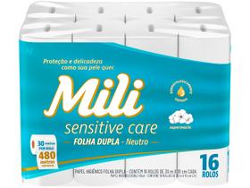 Papel Higiênico Folha Dupla Mili Sensitive Care 16 rolos 30m