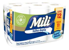 Papel Higiênico Folha Dupla Neutro Rolo 30M 12 Un Mili