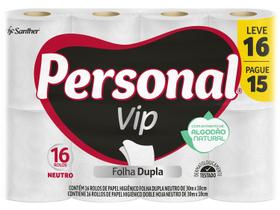 Papel Higiênico Folha Dupla Personal Vip 16 Rolos 30m