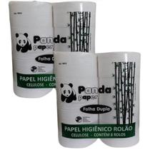 Papel Higiênico folha dupla Rolao institucional empresa comercio hotel escola Panda kit 16 rolos