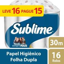 Papel Higienico Folha Dupla Sublime Softys L16P15 Rolos De 30M Softys