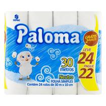 Papel Higiênico Folha Simples Neutro Paloma Leve 24 Pague 22 30 Metros