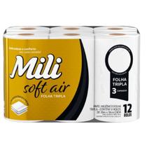 Papel Higiênico Folha Tripla - 12 rolos de 20m x10cm - Mili Soft Air