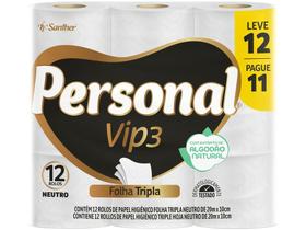 Papel Higiênico Folha Tripla Personal Vip 12 Rolos 20m