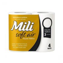 Papel Higienico Folha Tripla Soft Air 4 Rolos 20MX10CM Conforto e Maciez Mili Papel Higienico Folha Tripla Soft Air 4 Rolos 20MX10CM Conforto e Maciez Mili