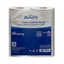 Papel Higiênico HB300 Rolo Premium Folha Simples 8X300 Metros Milclean Papel Higiênico HB300 Rolo Premium Folha Simples 8X300 Metros Milclean