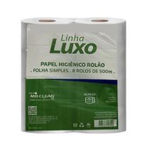 Papel Higienico HLX500 Rolo Folhas Simples 8X500 Milclean