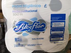 Papel Higiênico Institucional Folha Simples 8 Rolos De 300m Alveflor Celulose Virgem
