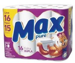 Papel Higiênico MAX PURE Folhas Duplas 30m Neutro 16un (Leve 16 Pague 15)