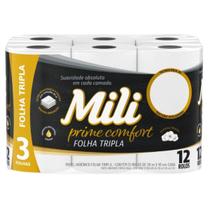 Papel Higiênico Mili Folha Tripla Prime Confort 12 Rolos de 20m Papel Higiênico Mili Folha Tripla Prime Confort 12 Rolos de 20m