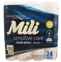 Papel Higiênico MILI Sensitiv Folha Dupla 30m Pacote com 24un