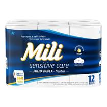 Papel Higiênico Neutro Folha Dupla 30m Sensitive Care (MILI) - Pacote com 12 Unidades Papel Higiênico Neutro Folha Dupla 30m Sensitive Care (MILI) - Pacote com 12 Unidades