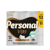 Papel Higiênico Neutro Tripla Folha Personal VIP3 - 12x20m Papel Higiênico Neutro Tripla Folha Personal VIP3 - 12x20m