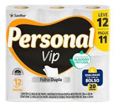 Papel Higiênico Personal Vip Folha Dupla Neutro Menos Com 12 Unidades Super Macio