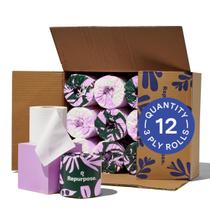 Papel higiênico reaproveitado 100% bambu, 3 camadas, 12 rolos