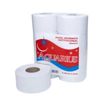 Papel Higiênico Rolão Branco Folha Simples Fardo com 8 Rolos Aquarius