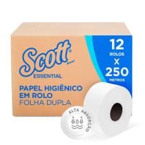 Papel Higiênico Scott Essential Folha Dupla com 12 Rolos de 250m