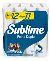 Papel Higiênico Sublime Folha Dupla 30 Metros 12 Rolos