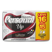 Papel Higiênico VIP Neutro Personal 16 Rolos Folha Dupla 30m