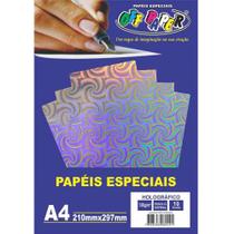 Papel Holográfico A4 120g Prata c/ Espiral 1 folha Off Paper Papel Holográfico A4 120g Prata c/ Espiral 1 folha Off Paper