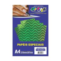 Papel Holográfico A4 Verde com Ondas 120g 10 Folhas Off Paper