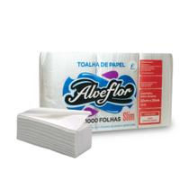 Papel Interfolha 100% Celulose Alveflor Slim - 2 Dobras, 20x20cm, 1.000 Folhas - Alta Absorção e Resistência para Uso Doméstico e Comercial