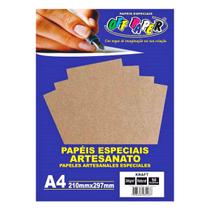 Papel Kraft 240g A4 Pardo Natural Rústico e Elegante Off Paper Pacote com 50 Folhas