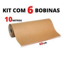 Papel Kraft 80g 60cm x 10 Metros ( KIT COM 06 BOBINAS )