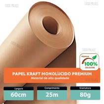 Papel Kraft 80g Com 60cm x 25 Metros Monolúcido