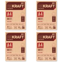 Papel Kraft A4 180g reciclado multiuso kit com 200 folhas