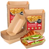 Papel Kraft Food Boats PULOSPACK, 2 libras, descartável, pacote com 100