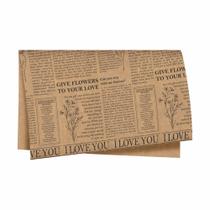 Papel kraft jornal para buque vintage arranjo pct 25 unidades Papel kraft jornal para buque vintage arranjo pct 25 unidades