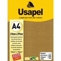 Papel KRAFT Natural 180G Folha A4 Usapel - Pacote com 50 Unidades