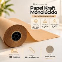Papel Kraft Pardo 40g Puro - 60cm De Largura x 100 Metros Monolúcido - Comércio E Embalagens