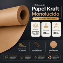 Papel Kraft Pardo 60g Puro - 60cm De Largura x 10 Metros Monolúcido - Comércio E Embalagens Papel Kraft Pardo 60g Puro - 60cm De Largura x 10 Metros Monolúcido - Comércio E Embalagens