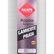 Papel Lamicote A4 250 Gramas c/ 25 Folhas - Ágape - PRATA